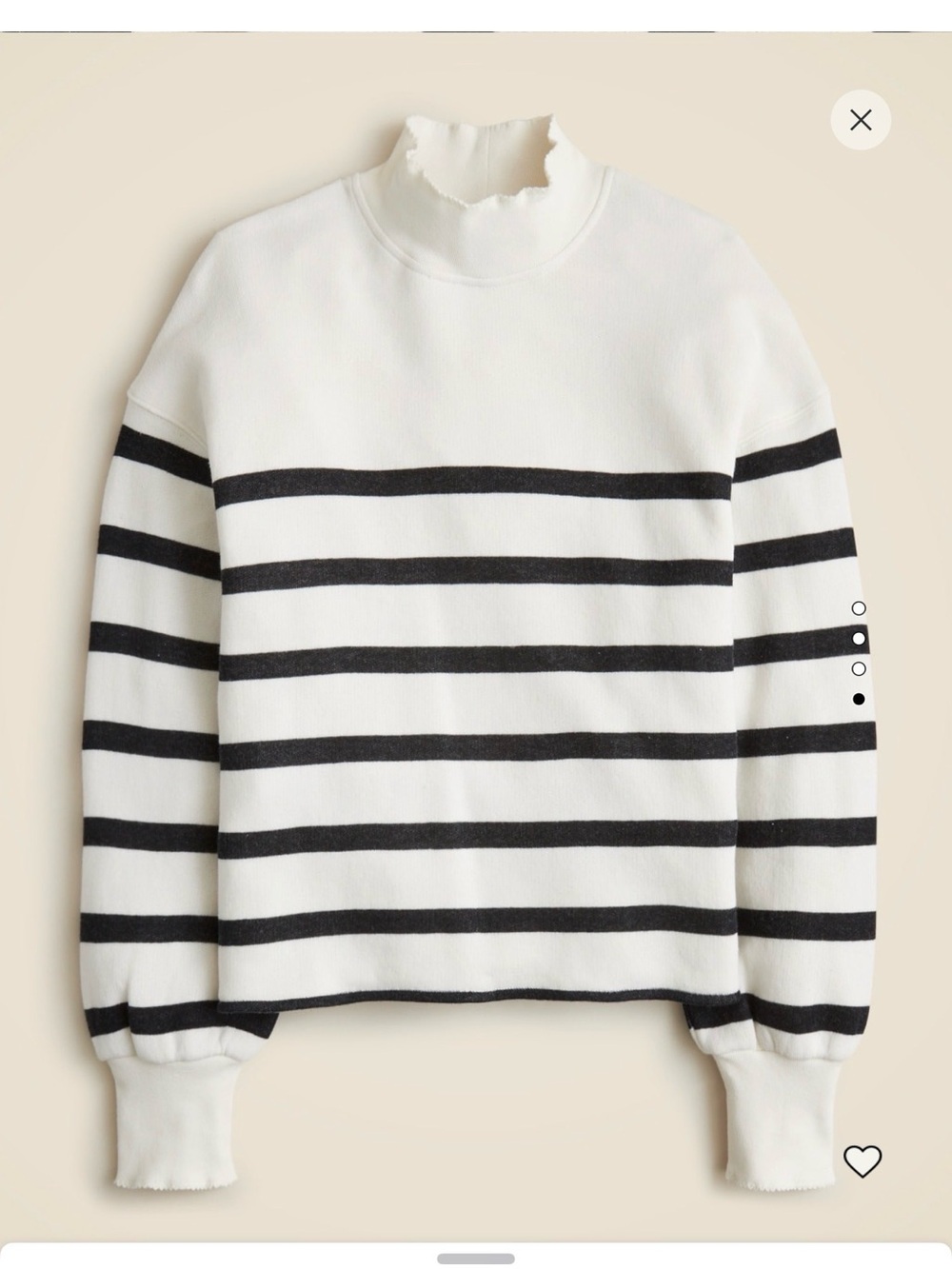 J. Crew Heritage Terry mockneck sweatshirt White and Black Striped - Picture 2 of 7